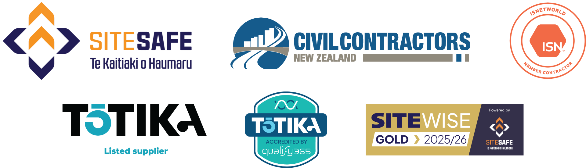 Blackley is member of Site Safe, Civil Contractors NZ, ISNetWorld, Totika